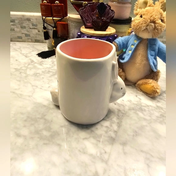 NWT RAE DUNN DINING EASTER BUNNY HOP TO IT WHITE, PINK CERAMIC MUG - Picture 3 of 12